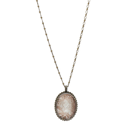 Gucci Metal Cameo Pendant Necklace Aged Gold 1 of 4