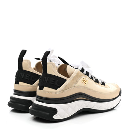 Chanel Velvet Calfskin Mixed Fibers CC Sneakers 38 Beige 4 of 10