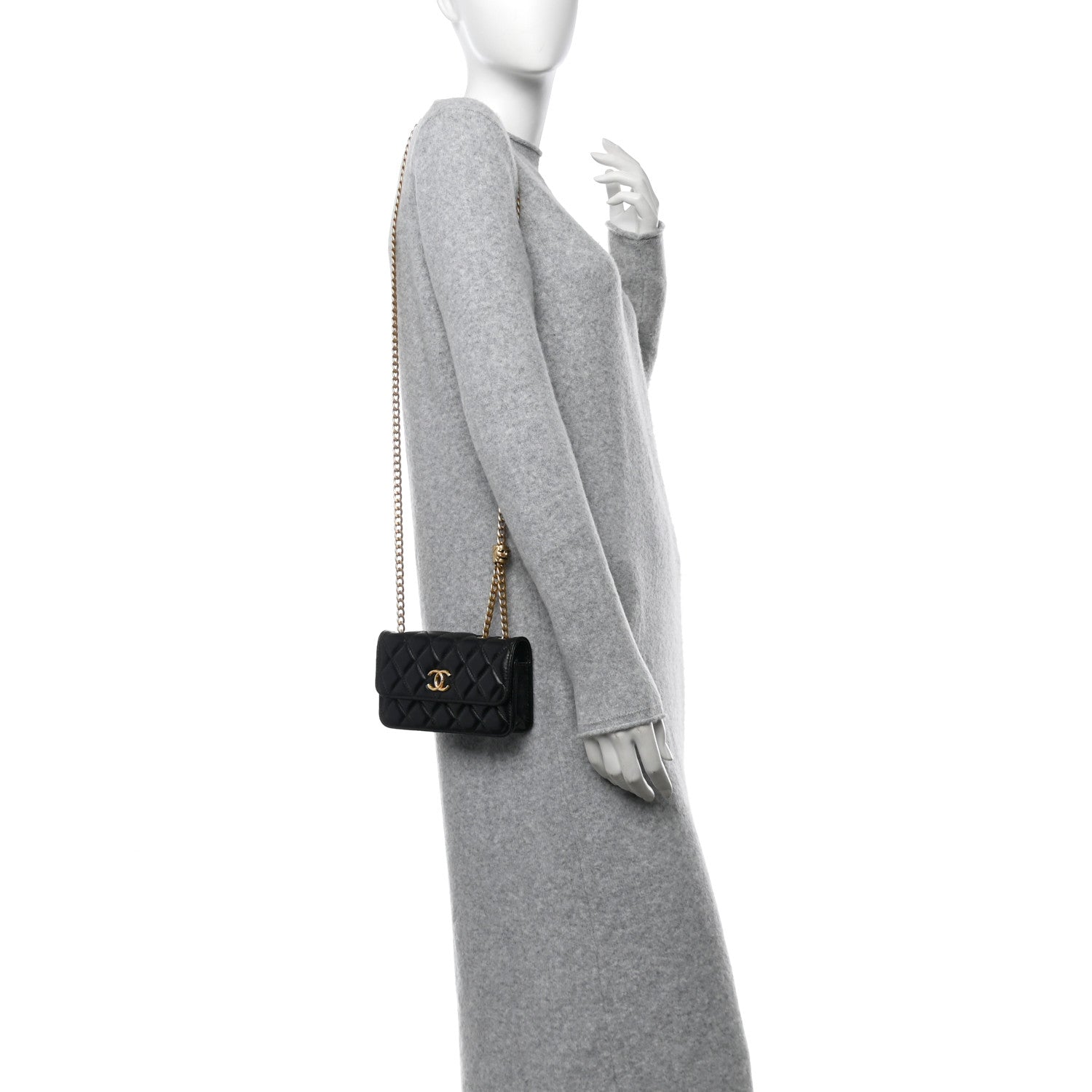 Chanel Quilted Pillow Crush Flap Phone Holder With Chain Black 2 of 14