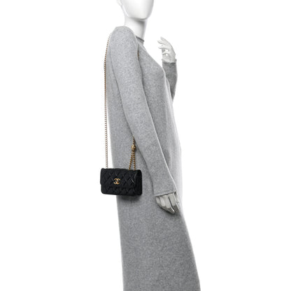 Chanel Quilted Pillow Crush Flap Phone Holder With Chain Black 2 of 14