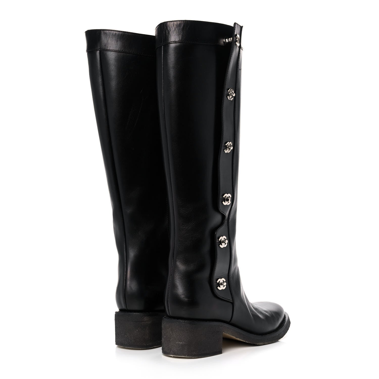 Chanel Calfskin CC Turnlock High Boots 40 Black 4 of 8