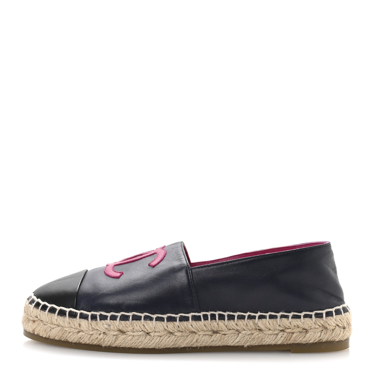Chanel Lambskin CC Espadrilles 37 Navy Fuchsia Black 1758040
