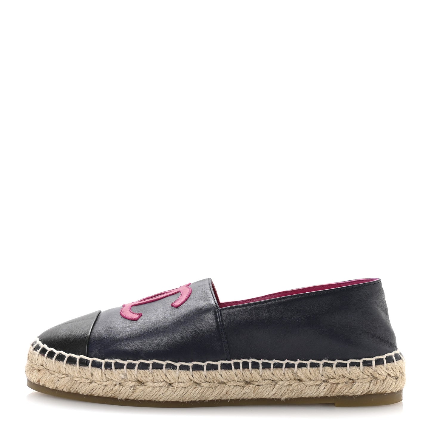 Lambskin CC Espadrilles 37 Navy Fuchsia Black
