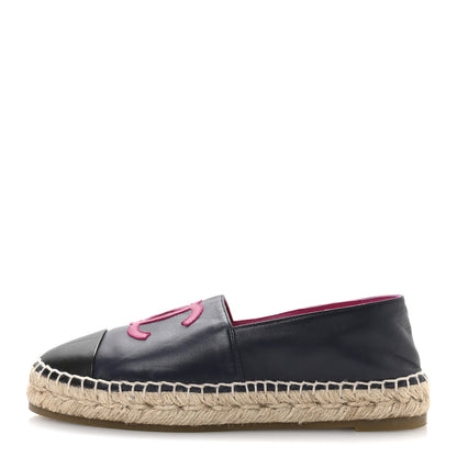 Chanel Lambskin CC Espadrilles 37 Navy Fuchsia Black 1 of 8