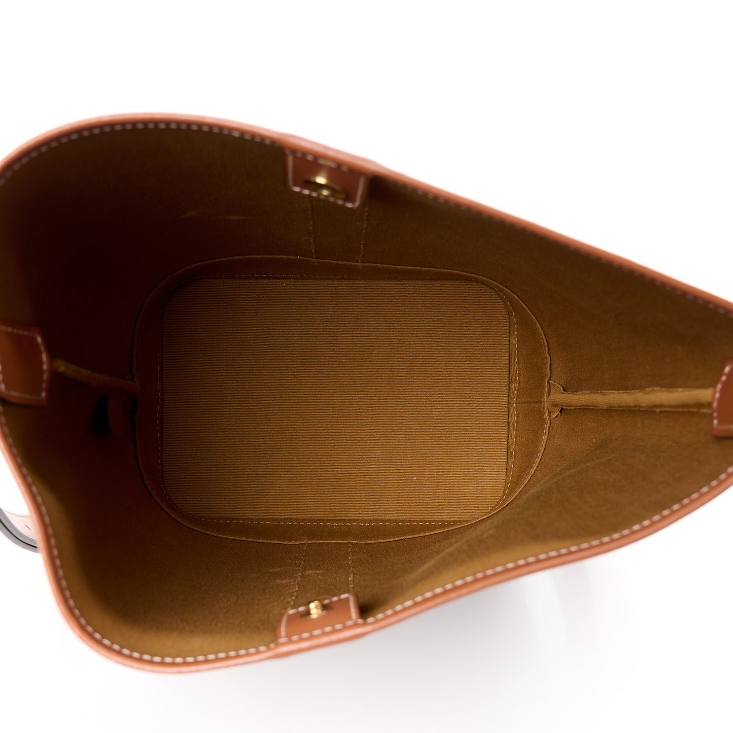 Triomphe Canvas Calfskin Small Bucket Bag Tan