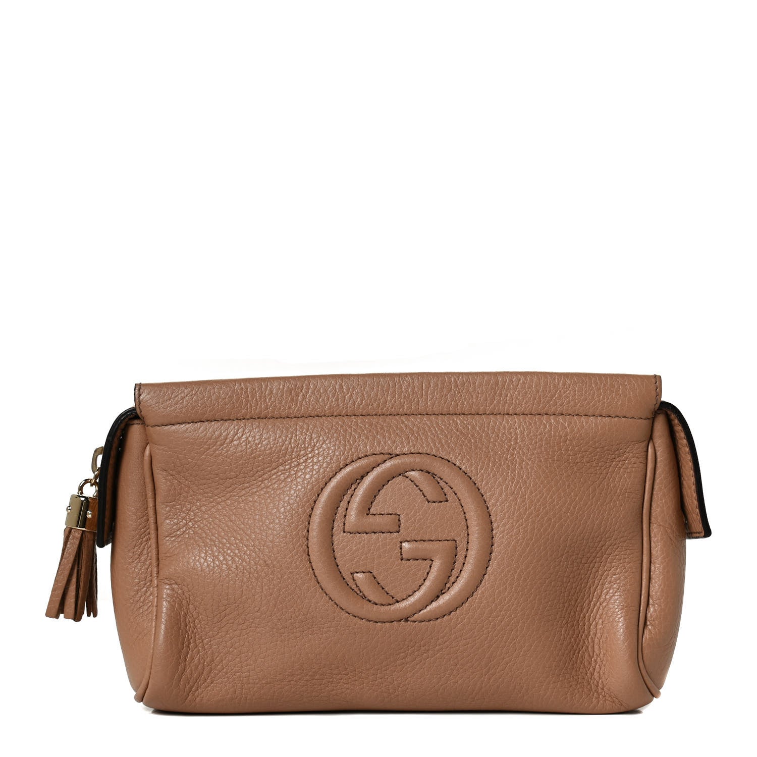 Gucci Pebbled Calfskin Soho Cosmetic Case Camelia 1 of 12