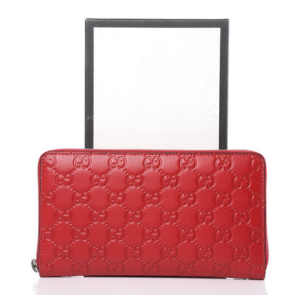 Gucci Guccissima Signature Zip Around Organizer Wallet Hibiscus Red 8 of 8