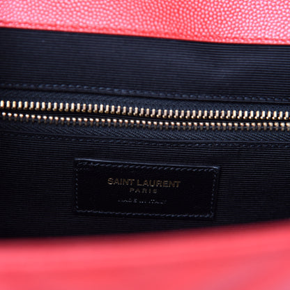 Saint Laurent Grain De Poudre Matelasse Chevron Large Monogram Satchel Lipstick Red 8 of 11