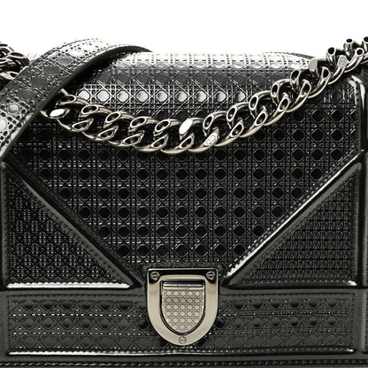 Christian Dior Metallic Patent Micro-Cannage Medium Diorama Flap Bag Onyx Black 6 of 8