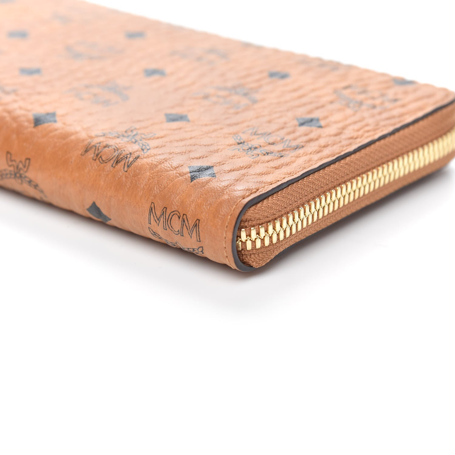 MCM Visetos Large Zip Around Wallet Cognac 8 of 9