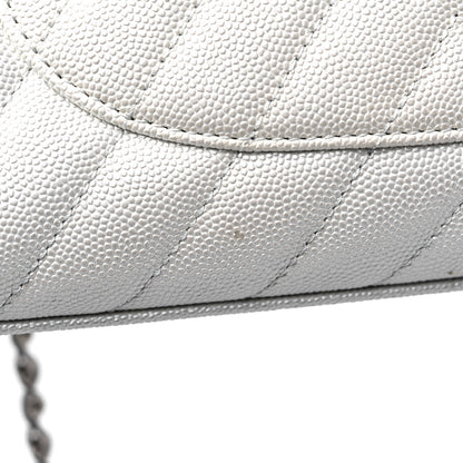Chanel Iridescent Caviar Chevron Quilted Small Coco Handle Flap White 16 of 17
