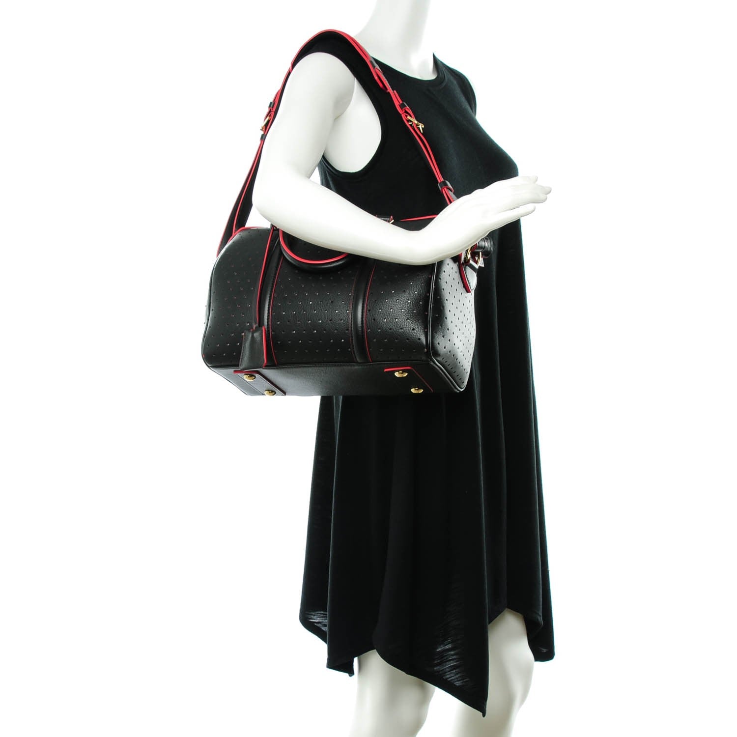 Louis Vuitton Veau Soie Calfskin Perforated SC Bag PM Black 2 of 7
