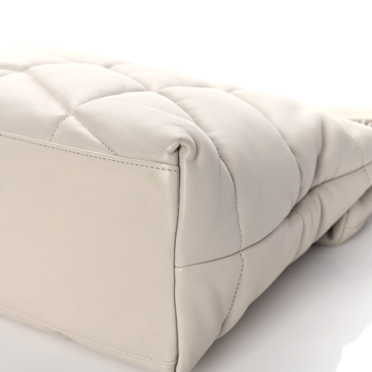 Lambskin Quilted Medium Loulou Puffer Monogram Chain Satchel Crema Soft
