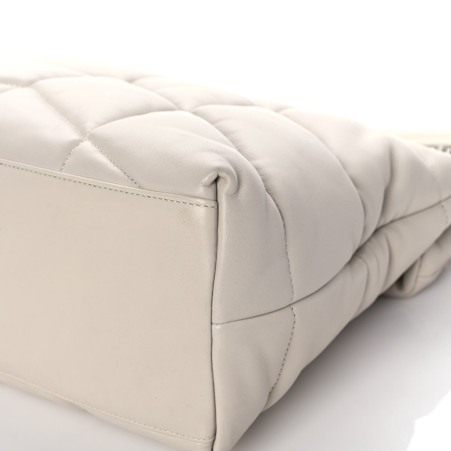 Saint Laurent Lambskin Quilted Medium Loulou Puffer Monogram Chain Satchel Crema Soft 11 of 12