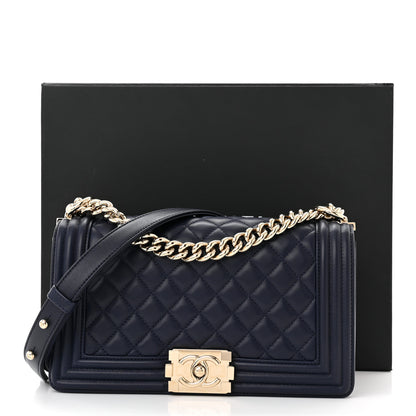 Chanel Lambskin Quilted Medium Boy Flap Navy 11 of 11