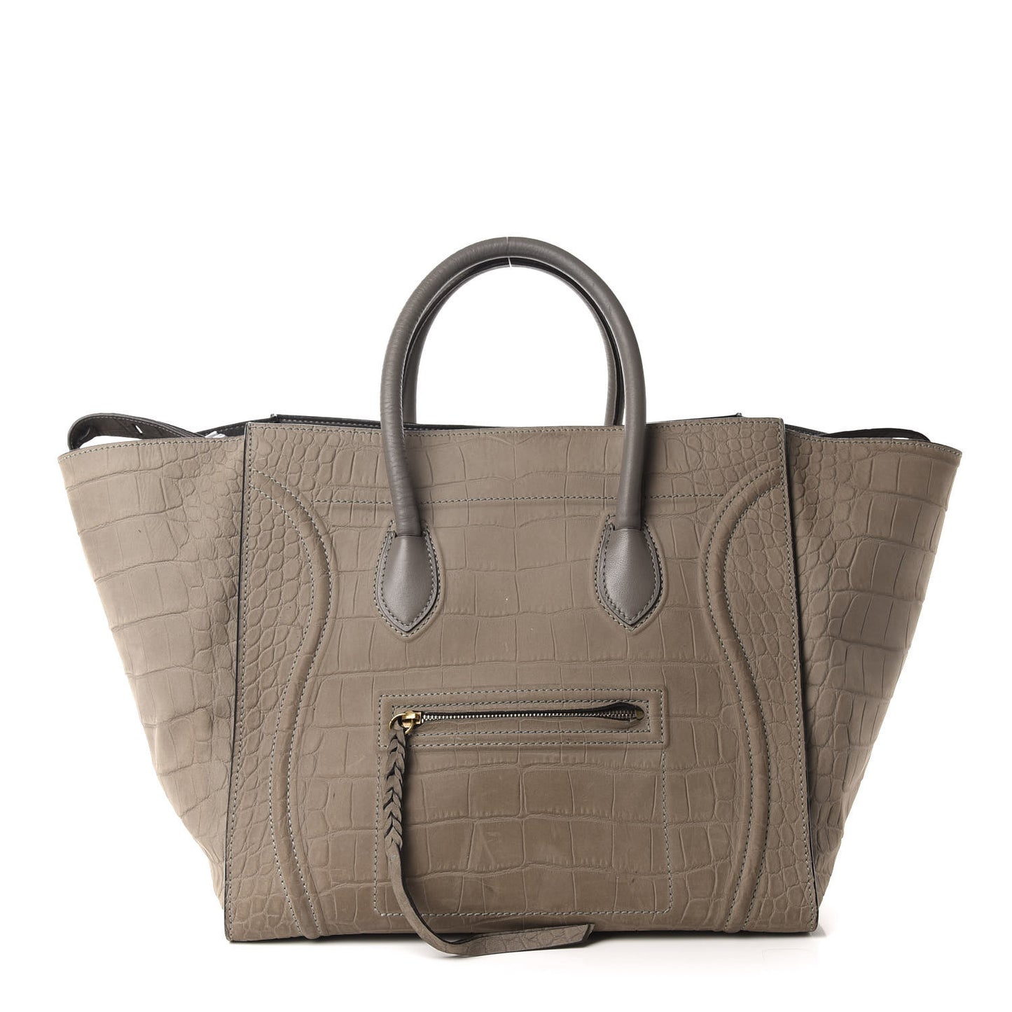 Nubuck Crocodile Embossed Large Phantom Luggage Grey