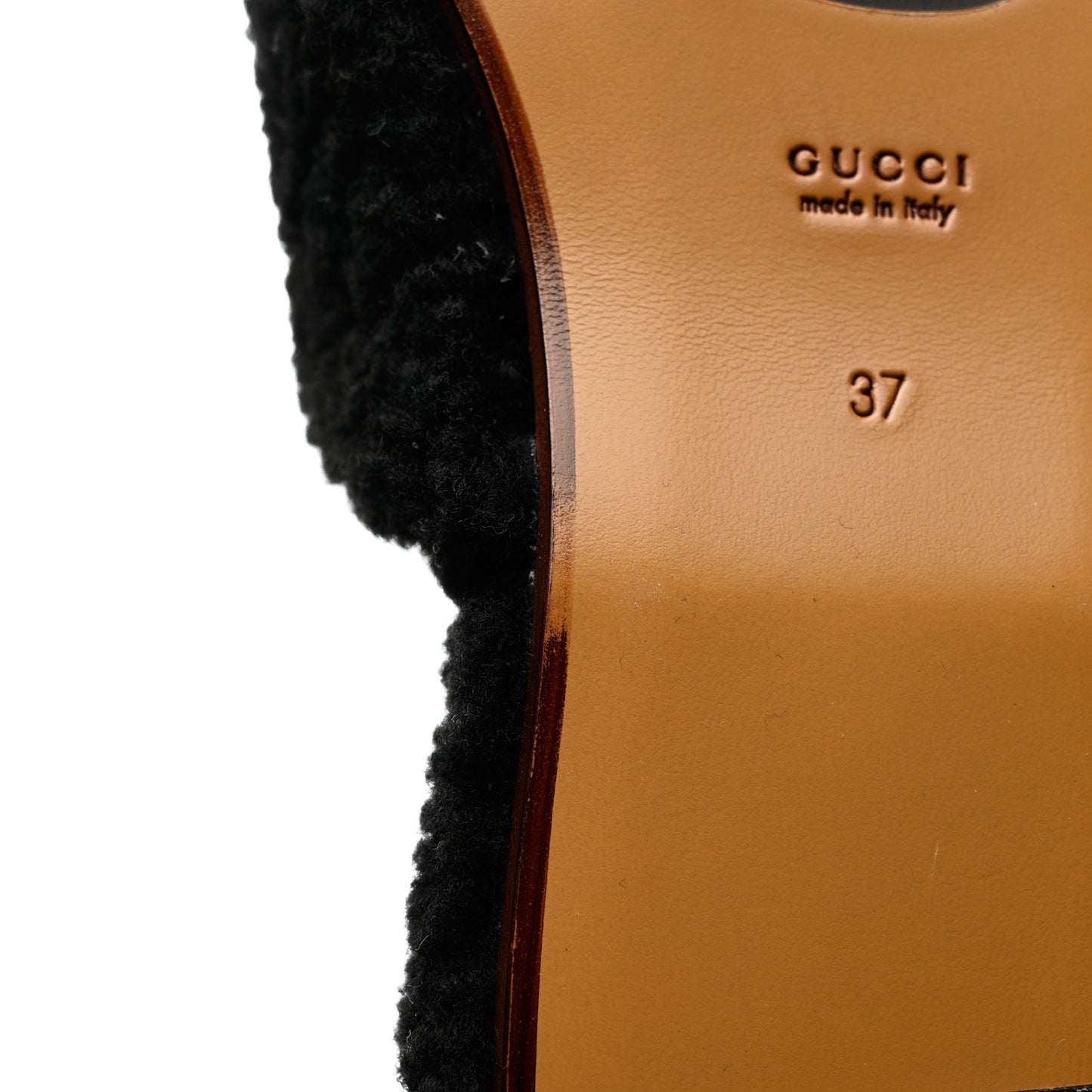 Shearling Interlocking G Womens Eileen Slippers 37 Black Butterscotch