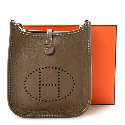Hermes Taurillon Clemence Amazone Evelyne TPM Etoupe Bleu Indigo 10 of 10