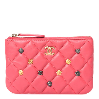 Chanel Lambskin Quilted Small Lucky Charms Cosmetic Case Pink 1 of 8