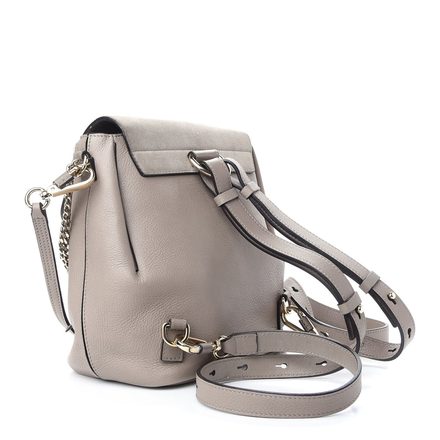 Suede Calfskin Small Faye Backpack Motty Grey