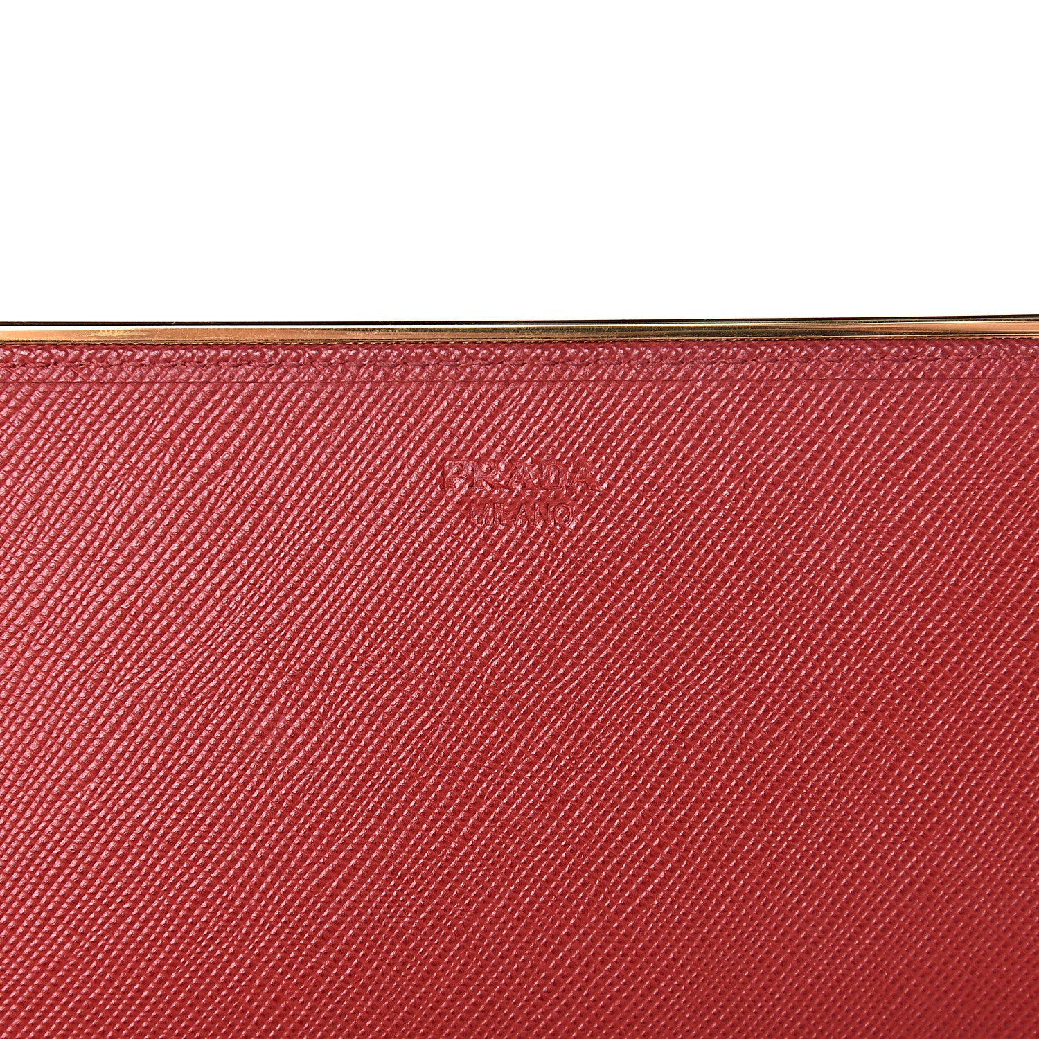 Prada Saffiano Metal Bar Chain Wallet Fuoco 6 of 12