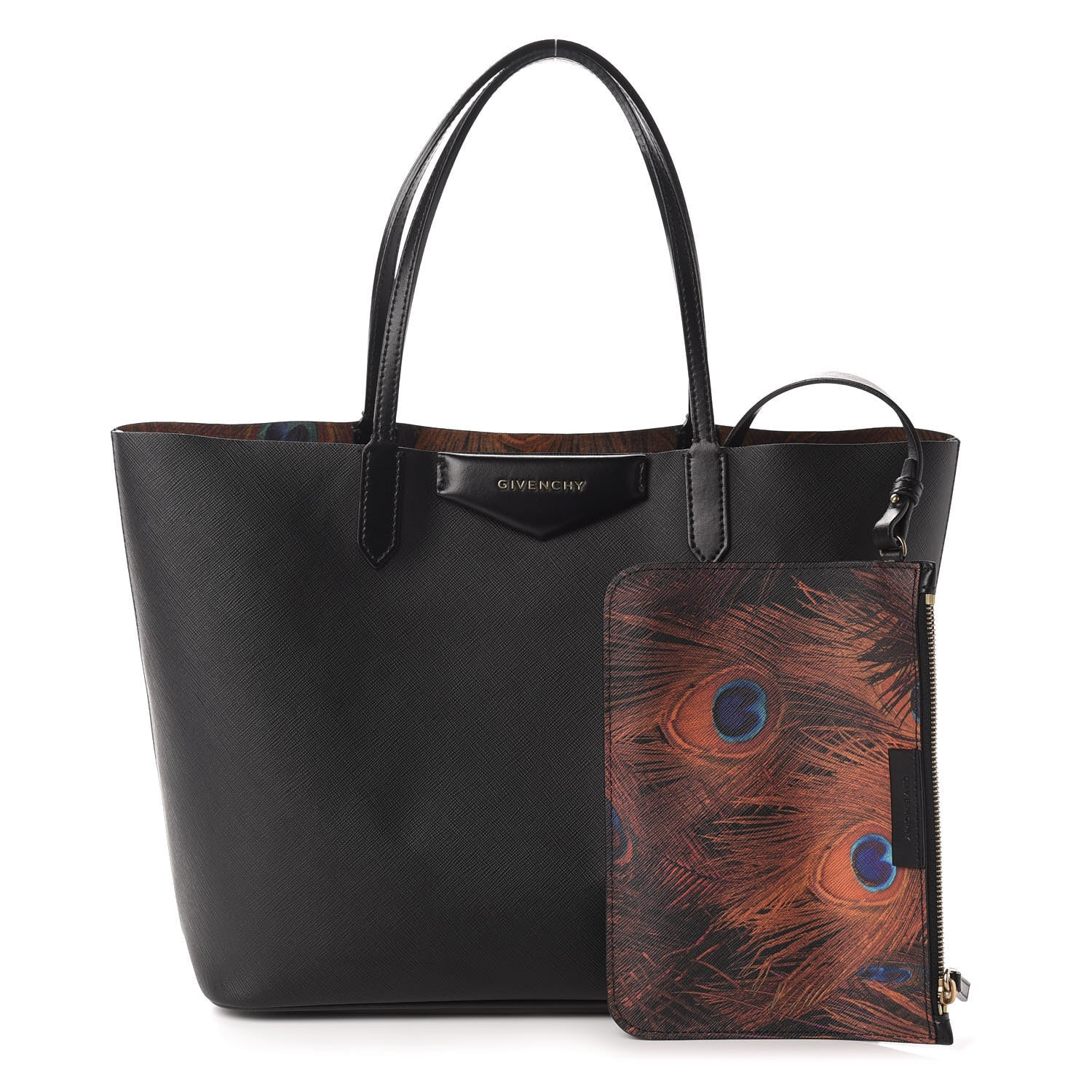 Givenchy Coated Canvas Peacock Print Small Antigona Tote Black 1 of 9