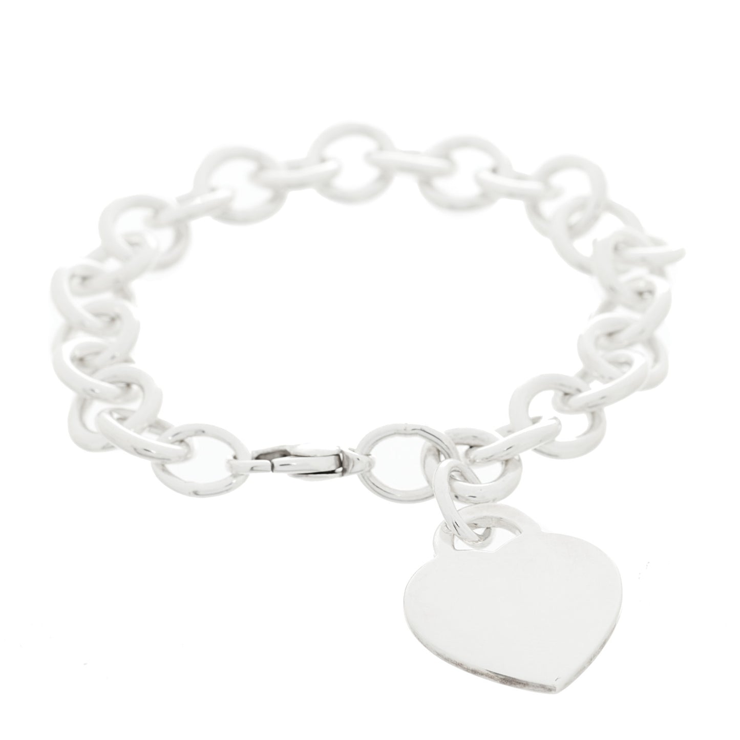 Sterling Silver Heart Tag Charm Bracelet