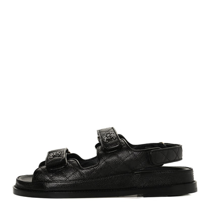 Chanel Grained Calfskin Velcro Dad Sandals 38 Black 1 of 11