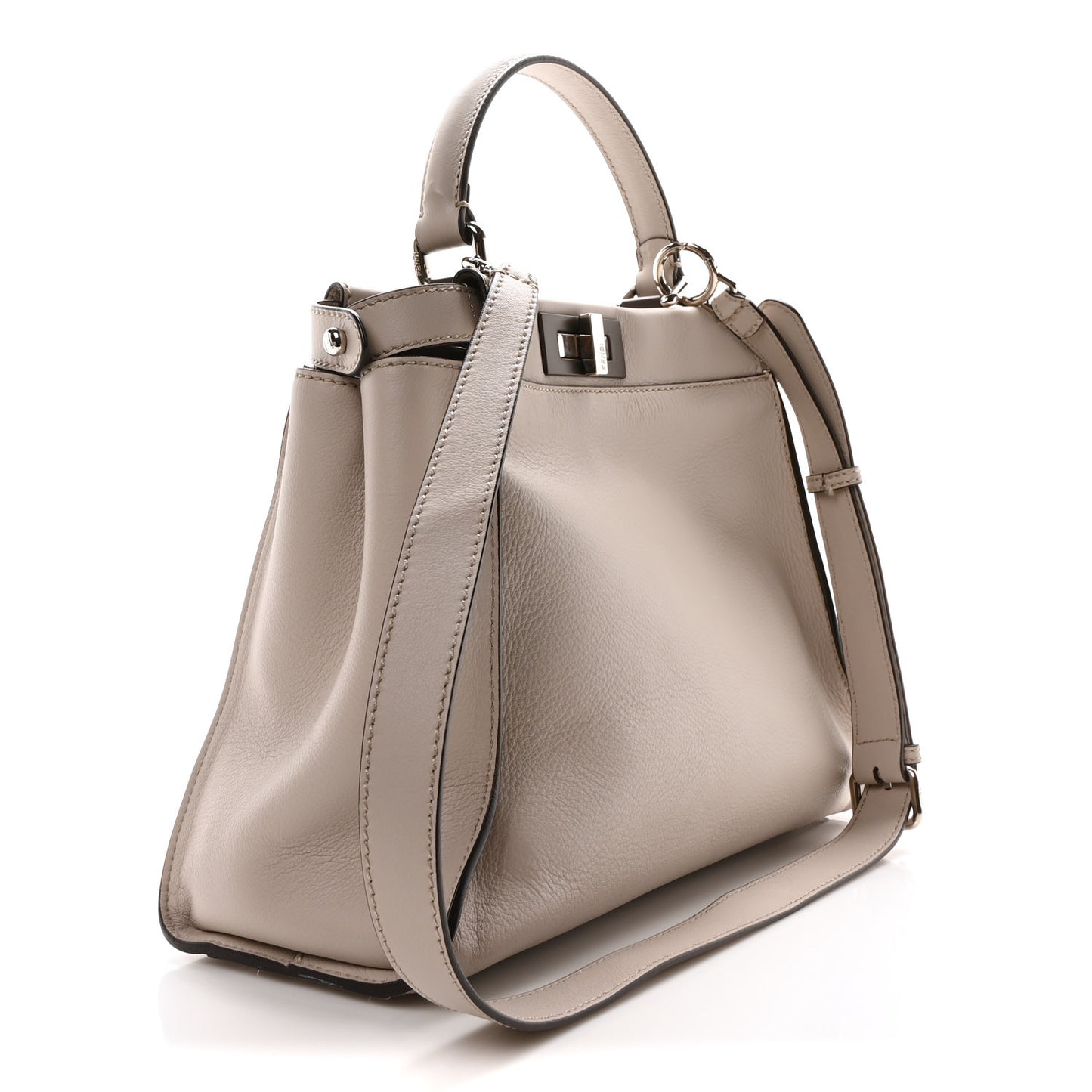Vitello Seta Shiny Nappa Medium Peekaboo Iconic Satchel Grigio Polvere Bois de Rose