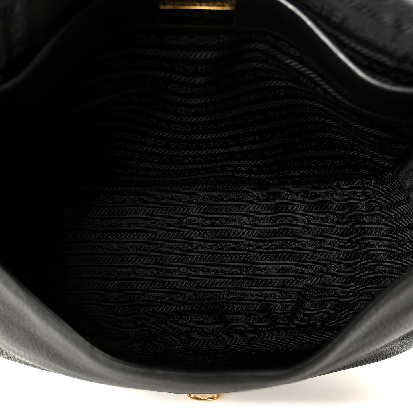 Vitello Daino Embossed Logo Flap Shoulder Bag Black