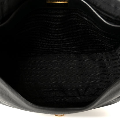 Prada Vitello Daino Embossed Logo Flap Shoulder Bag Black 5 of 11