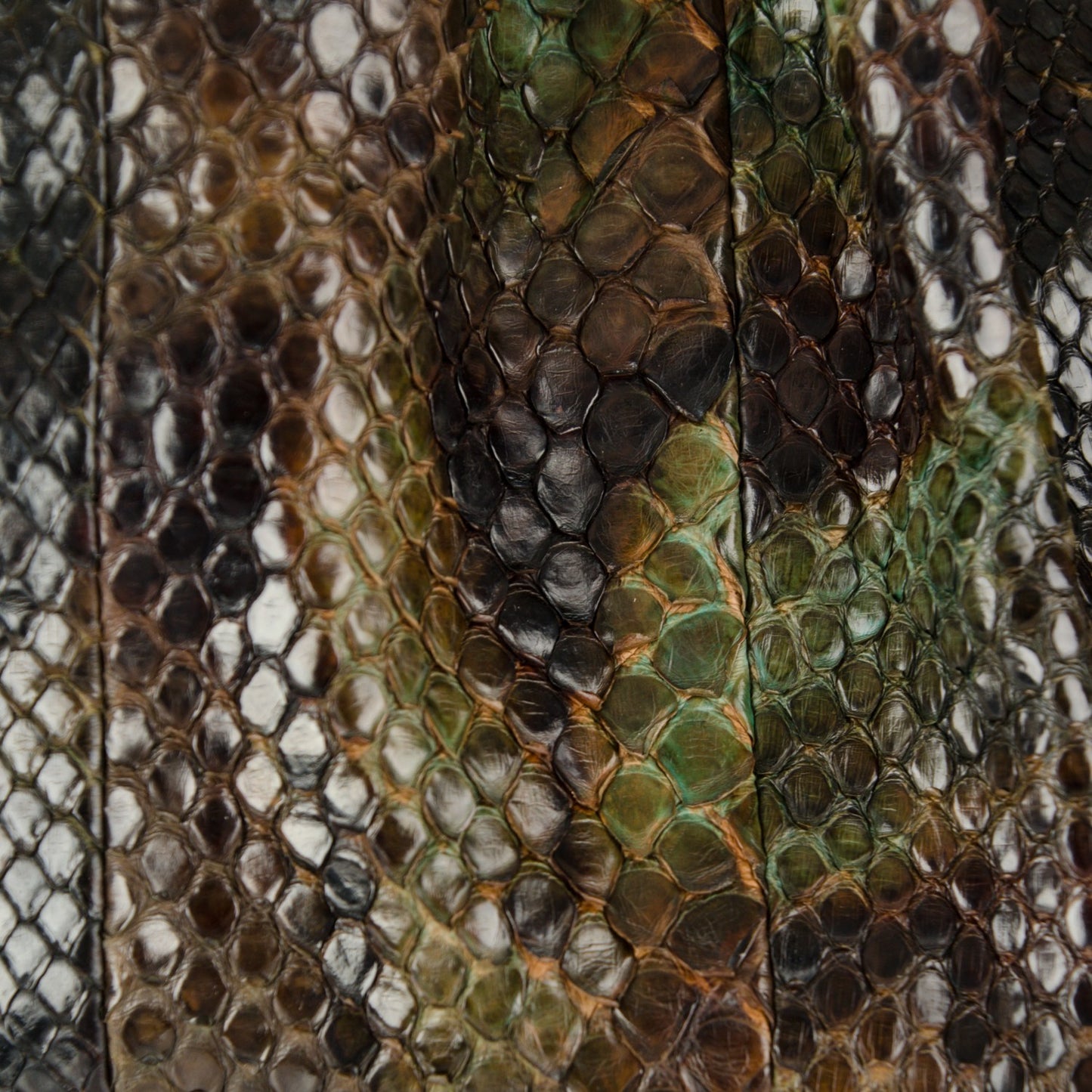 Python Tassel Drawstring Shoulder Bag Dark Blue Brown