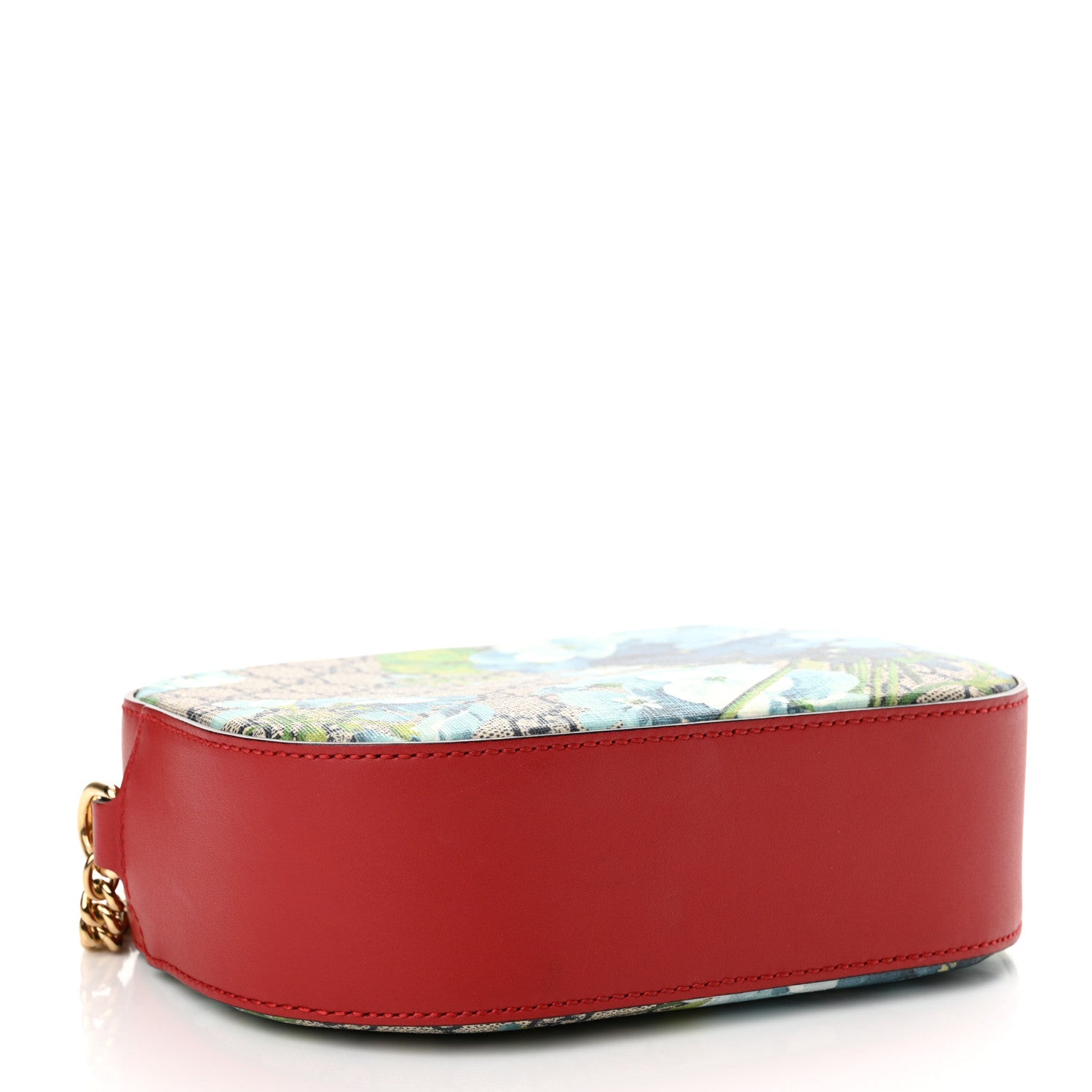 Gucci GG Supreme Monogram Blooms Mini Chain Shoulder Bag Beige Blue Navy Hibiscus Red 4 of 11