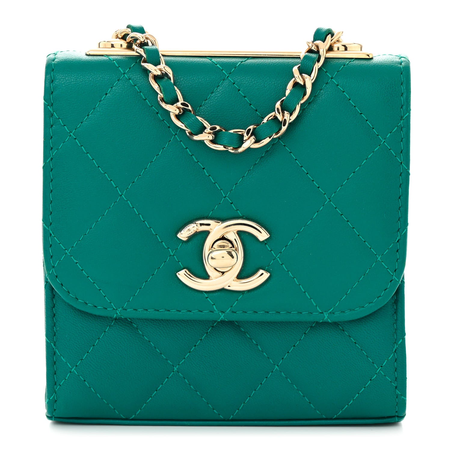 Chanel Lambskin Quilted Mini Trendy CC Clutch With Chain Green 1 of 10