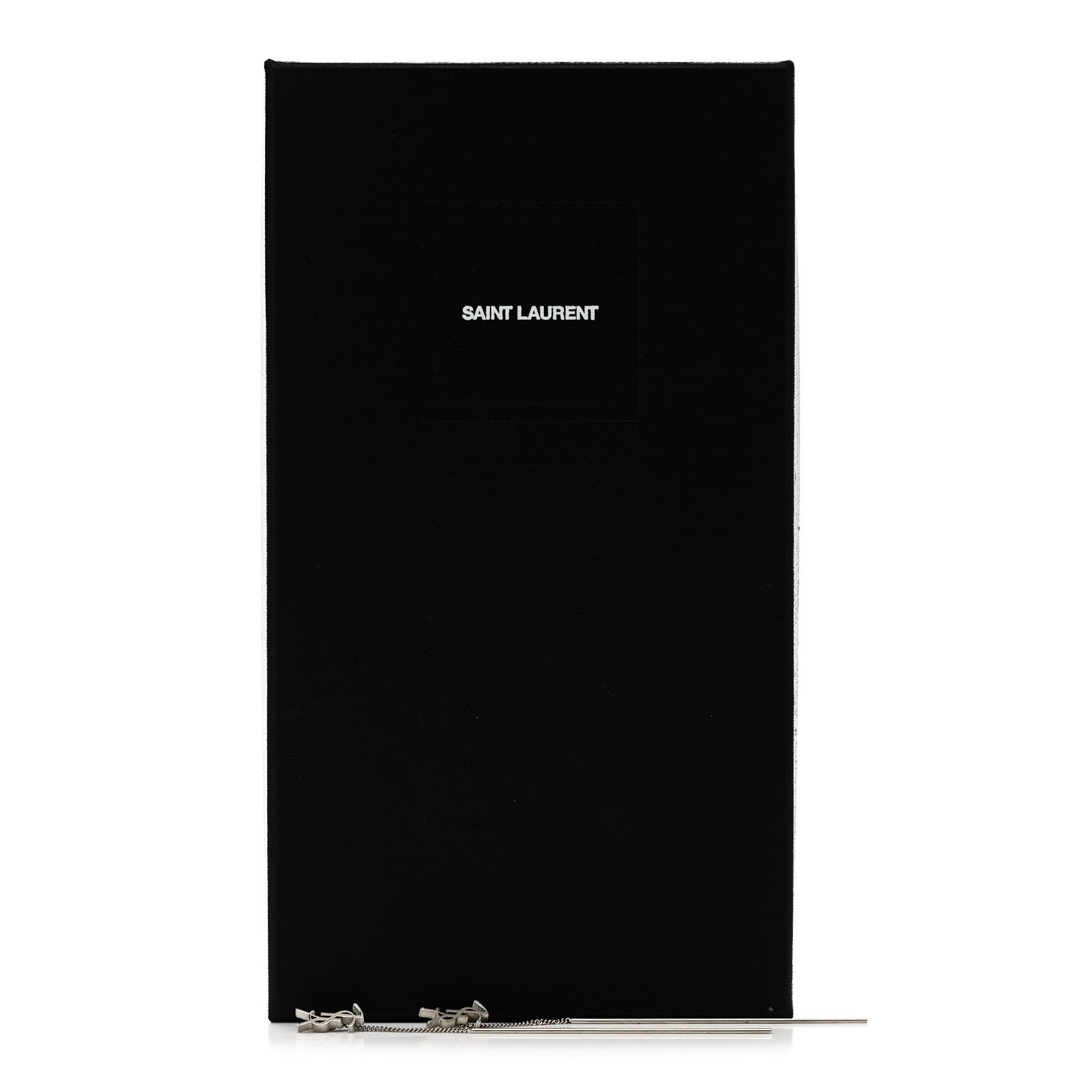Saint Laurent Metal Monogram Pendant Threader Earrings Silver 5 of 5