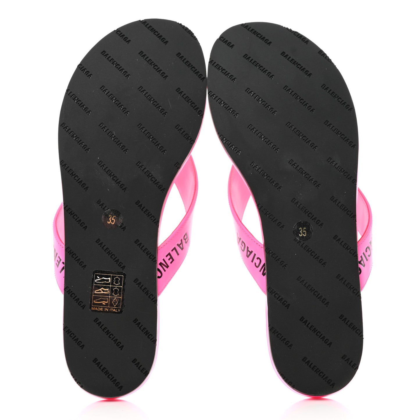 Calfskin Logo Thong Sandals 35 Neon Pink