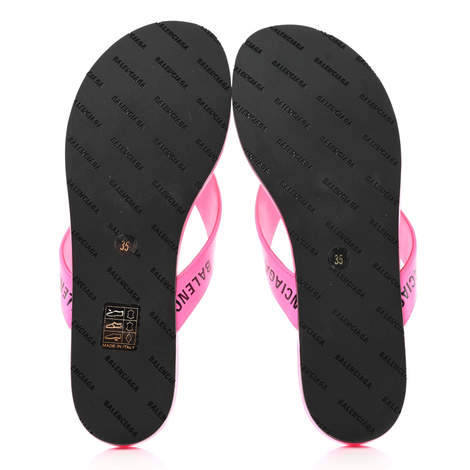 Balenciaga Calfskin Logo Thong Sandals 35 Neon Pink 5 of 8