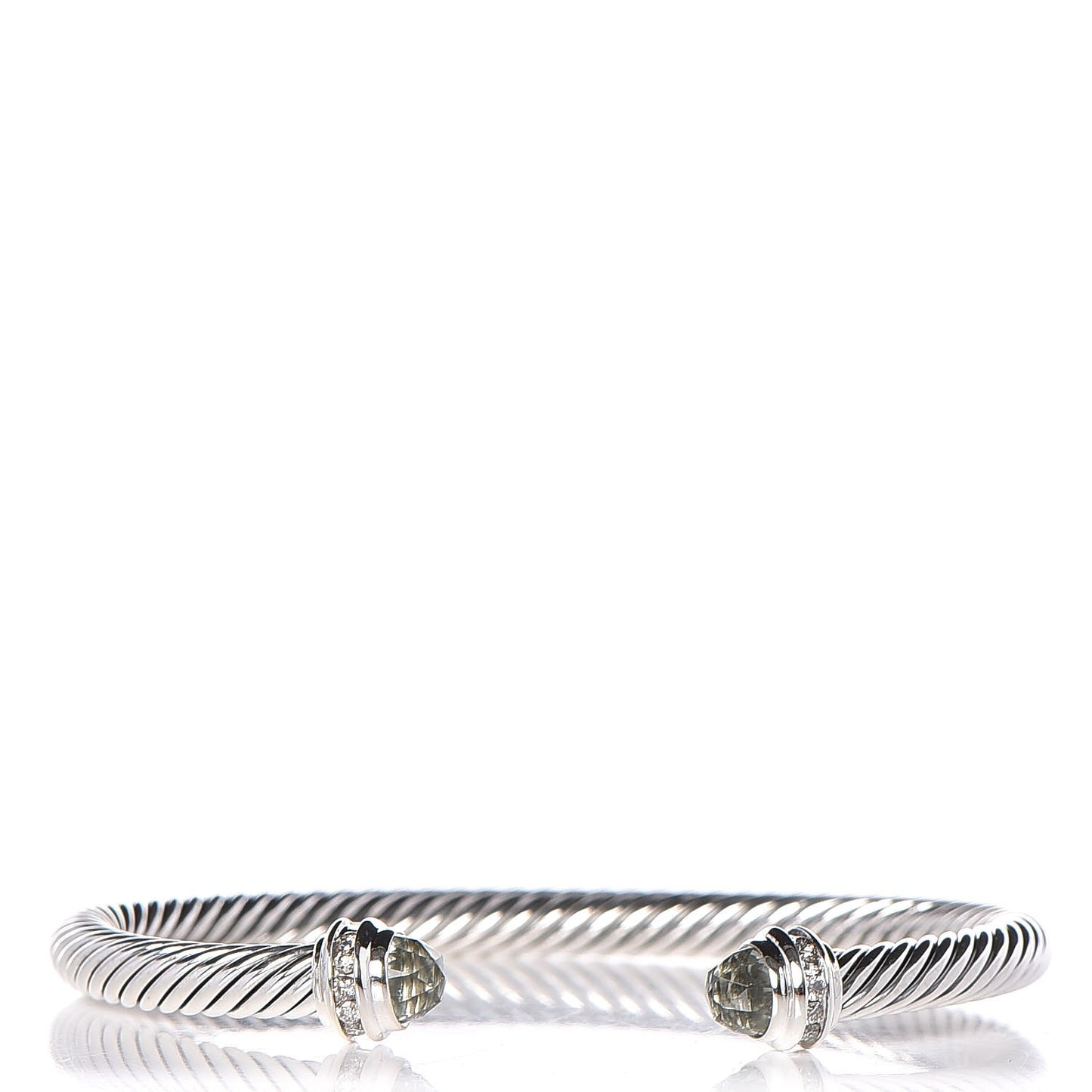 Sterling Silver Diamond Prasiolite 5mm Cable Classics Princess Bracelet