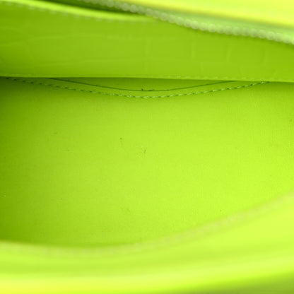 Balenciaga Semi Shiny Calfskin Crocodile Embossed Neo Classic Silver Hardware Mini City Fluo Yellow 11 of 26