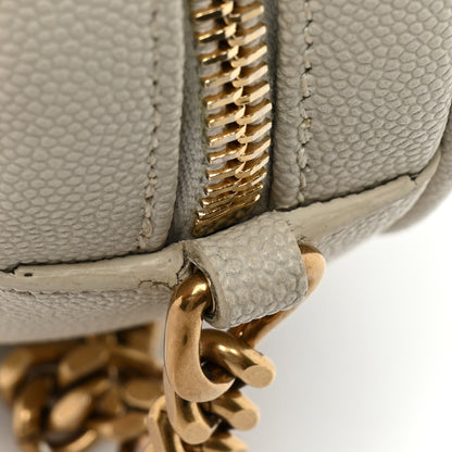 Saint Laurent Grain De Poudre Matelasse Chevron Quilted Round Vinyle Camera Bag Crema Soft 13 of 15