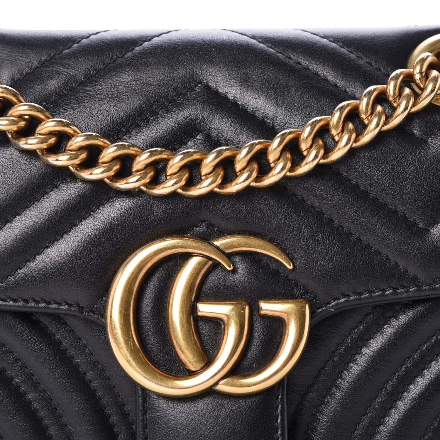 Gucci Calfskin Matelasse Mini GG Marmont Shoulder Bag Black 10 of 10
