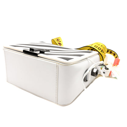 Off-White Saffiano Striped Mini Diag Binder Clip Bag White Black 10 of 10