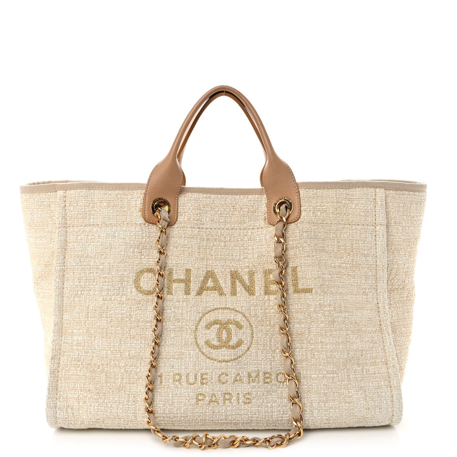 Chanel Canvas Medium Deauville Tote Light Beige 1 of 10