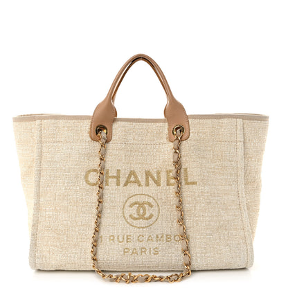 Chanel Canvas Medium Deauville Tote Light Beige 1 of 10