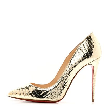 Christian Louboutin Metallo Cocco Pigalle Follies 100 Pumps 37.5 Platine 1 of 12