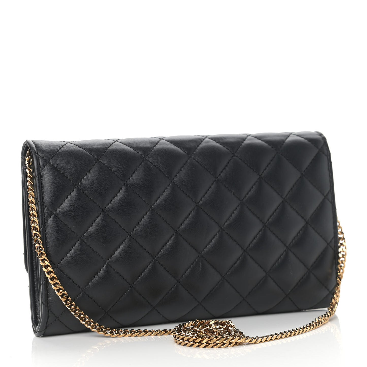 Lambskin Quilted Medusa Wallet On Chain Crossbody Black