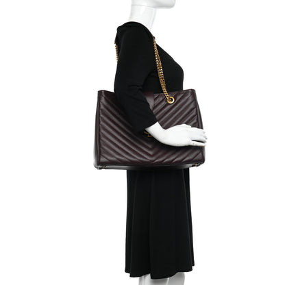 Saint Laurent Grain De Poudre Matelasse Chevron Large Monogram Shopping Bag Amarena 2 of 13