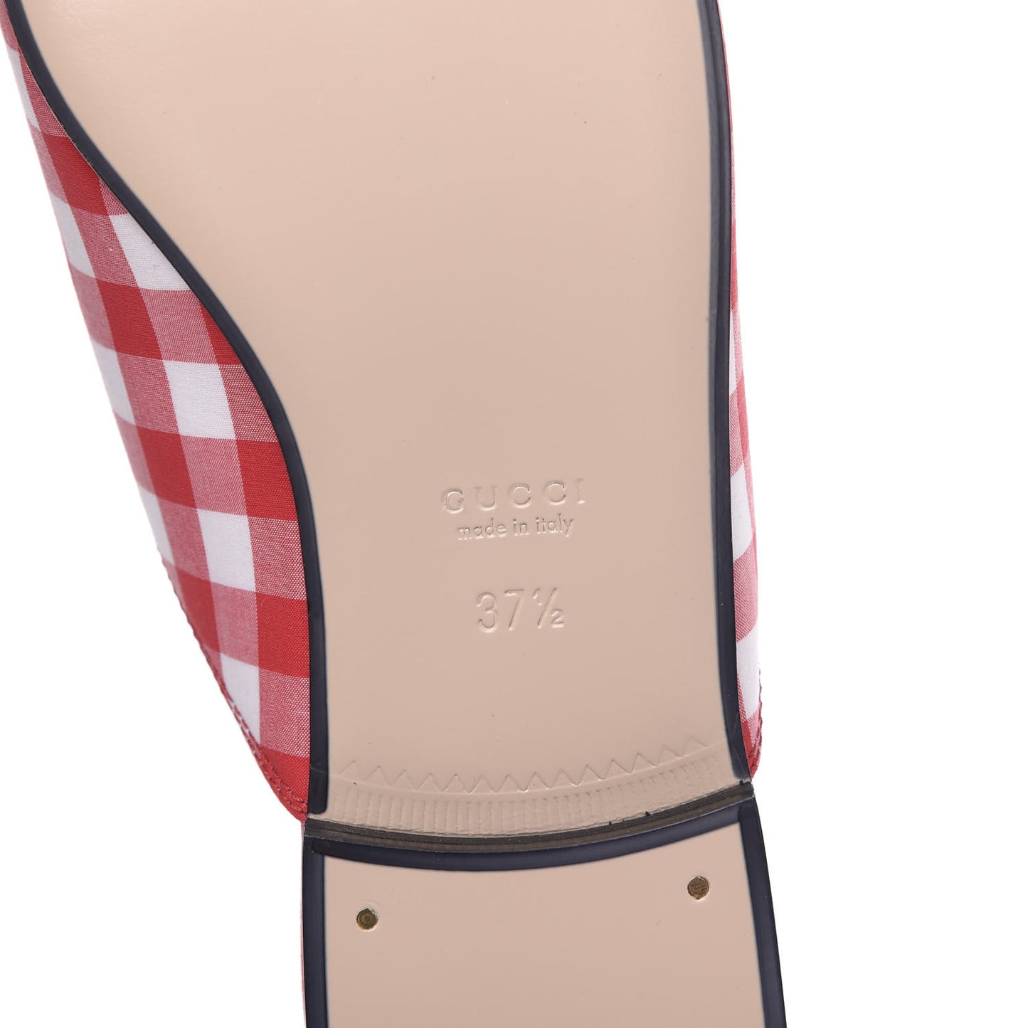 Cotton Gingham Womens Princetown Slippers 37.5 White Red