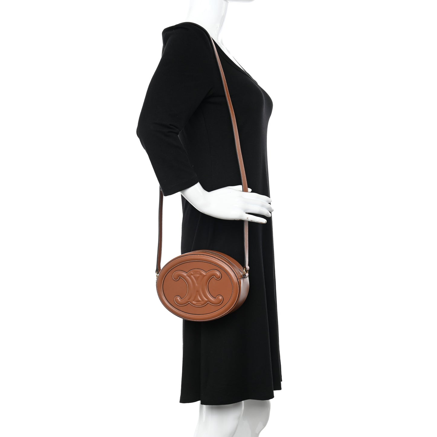 Smooth Calfskin Cuir Triomphe Oval Bag Tan