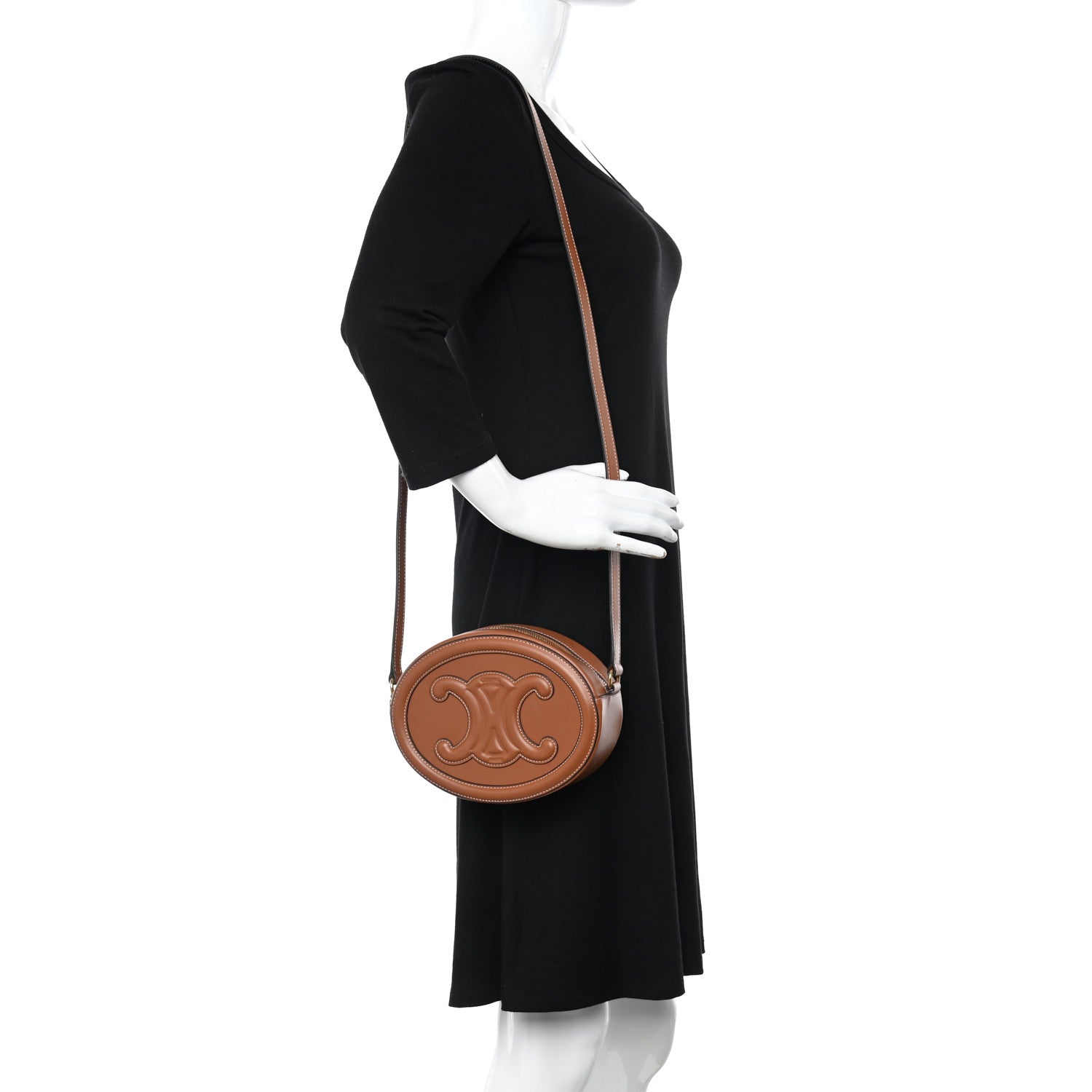 Celine Smooth Calfskin Cuir Triomphe Oval Bag Tan 2 of 10